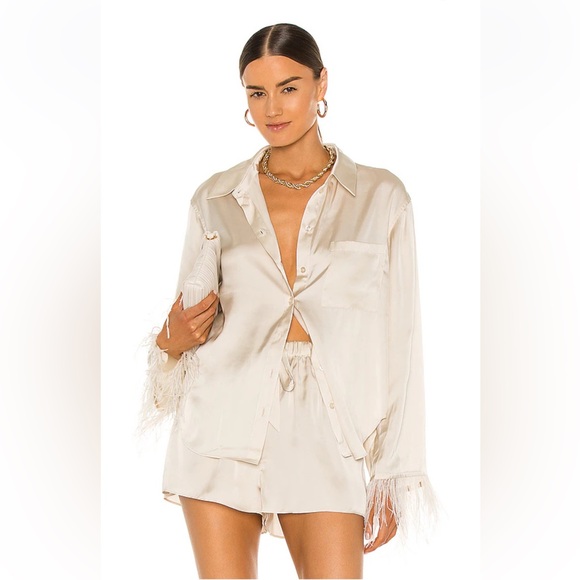 Michelle Blouse with Feather Cuffs - Picture 1 of 2